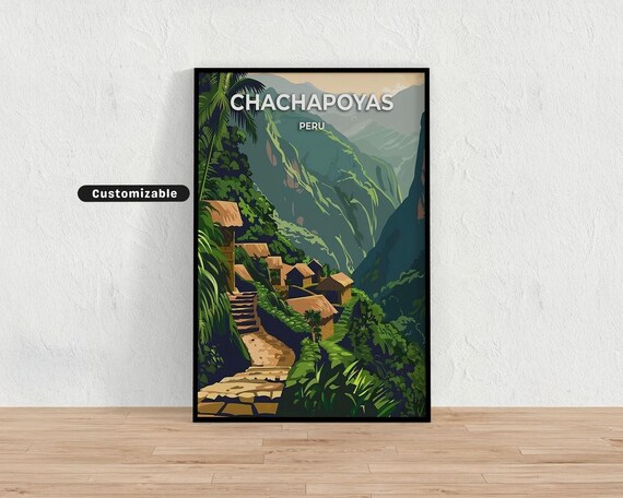 Chachapoyas Peru Green Mountain Valley Huts Travel Poster View