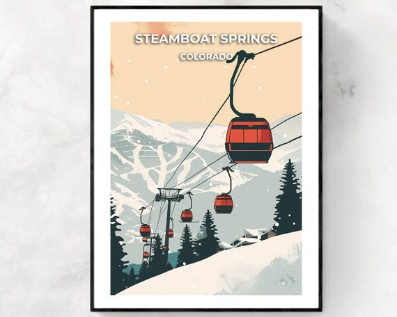 Steamboat Springs Travel Print Steamboat Springs Ski Poster Colorado Ski Poster Steamboat Springs Ski Resort Print