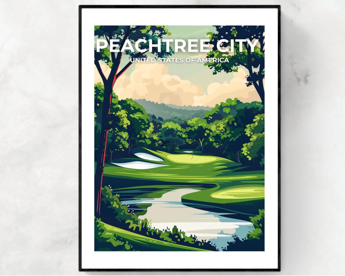 Peachtree City Travel Print Wall Art Peachtree City Georgia City Print Peachtree City Travel Gift Peachtree City City Poster Wall Art