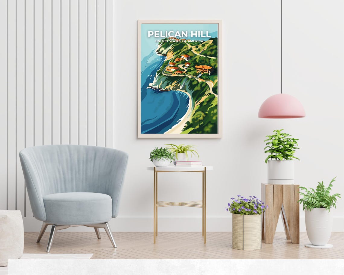 Pelican Hill California Coastal Cliffs On Image Title Travel Poster - Image 2