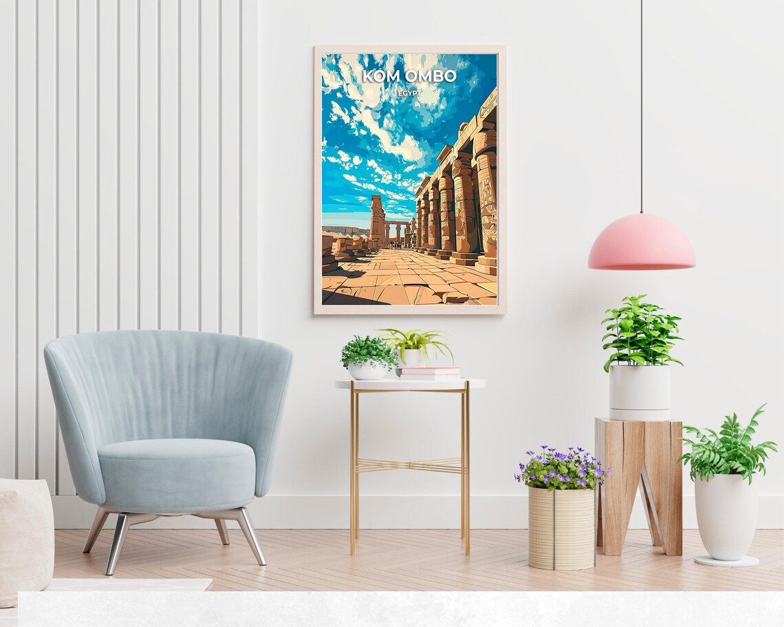 Kom Ombo Temple Egypt Ancient Stone Columns Bright Sky Travel Poster - Image 2