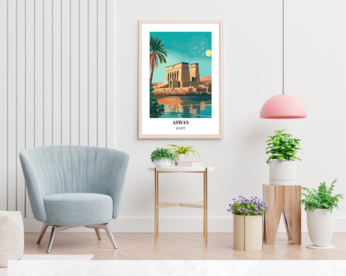 Aswan Egypt Philae Temple Nile Reflection Daytime Travel Poster - Image 2