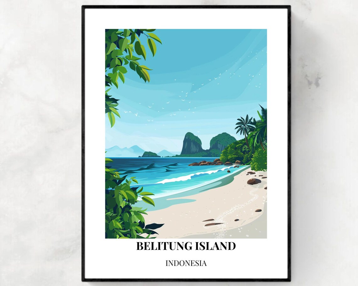 Belitung Island Indonesia Tropical Beach Paradise Scene Poster