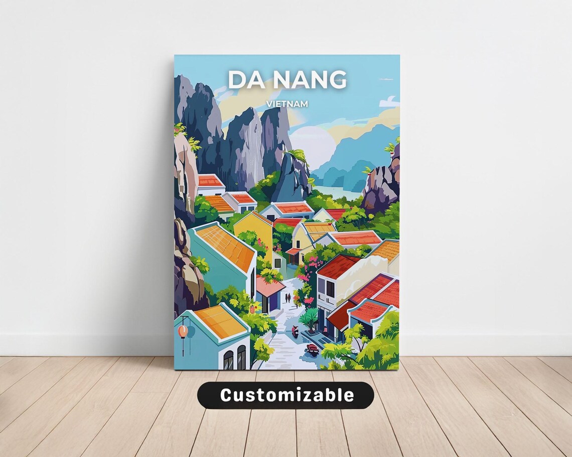 Da Nang Vietnam Old Coastal Town Marble Mountains Travel Poster