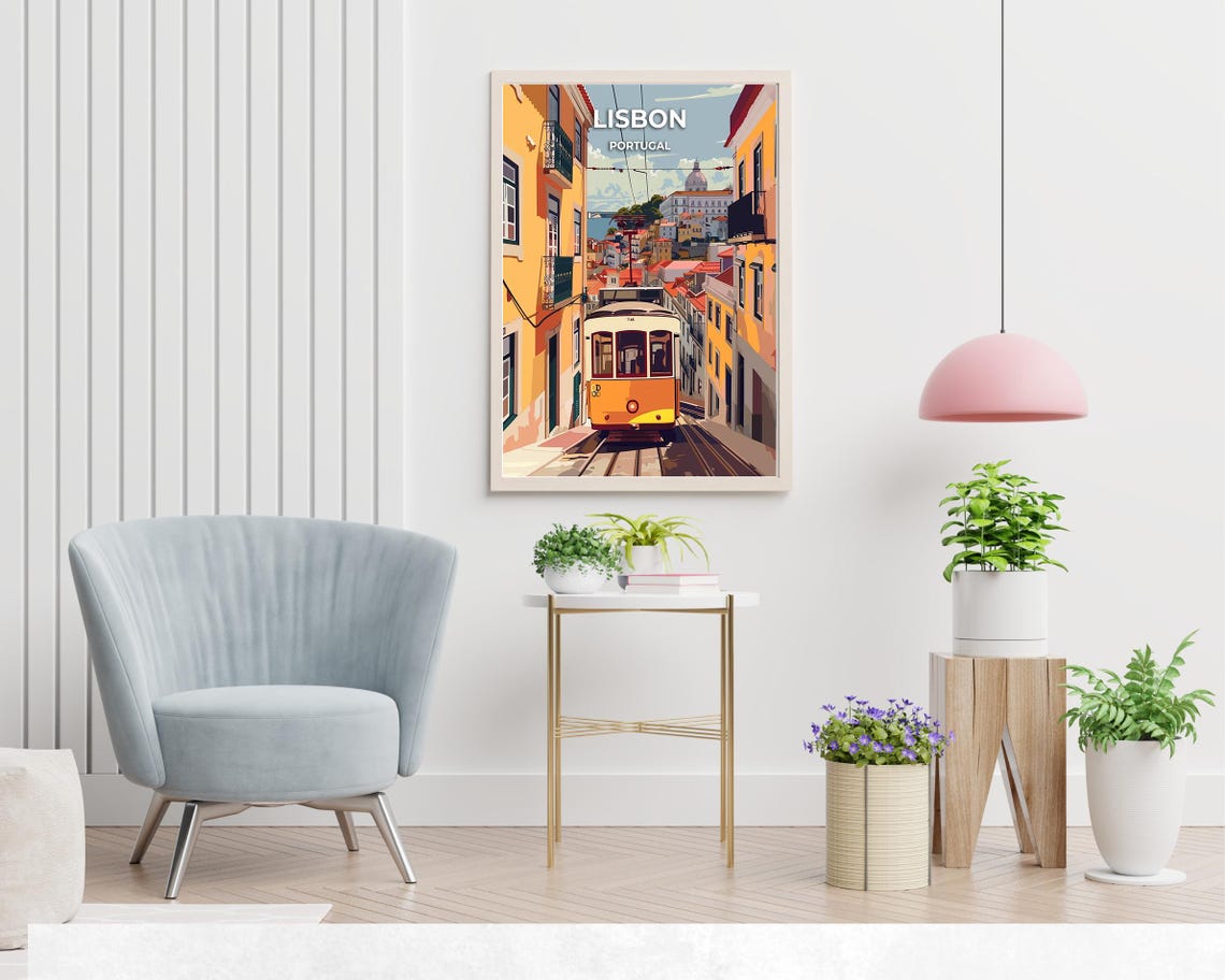 Lisbon Travel Print Wall Art Lisbon Portugal City Print Lisbon Travel Gift Lisbon City Poster Travel Gift Wall Art - Image 2