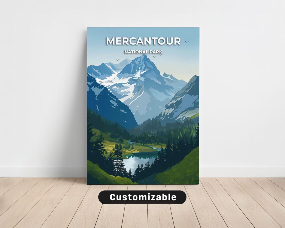 Mercantour National Park Green Valley Lake Vintage Travel Poster