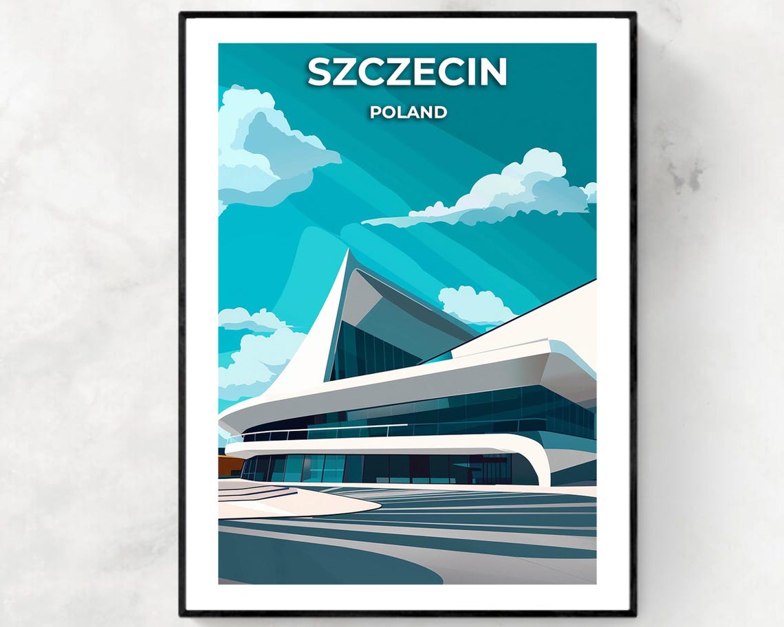 Szczecin Poland Philharmonic Hall Modern Architecture Poster