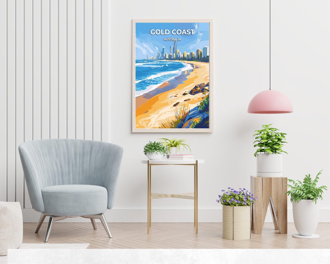 Gold Coast Australia Beachfront Skyline Summer Travel Poster - Image 2