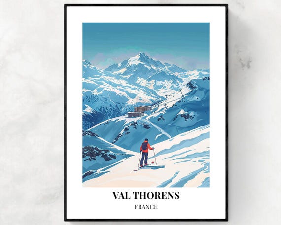 Val Thorens Travel Print Val Thorens Ski Poster France Ski Poster Val Thorens Ski Resort Print