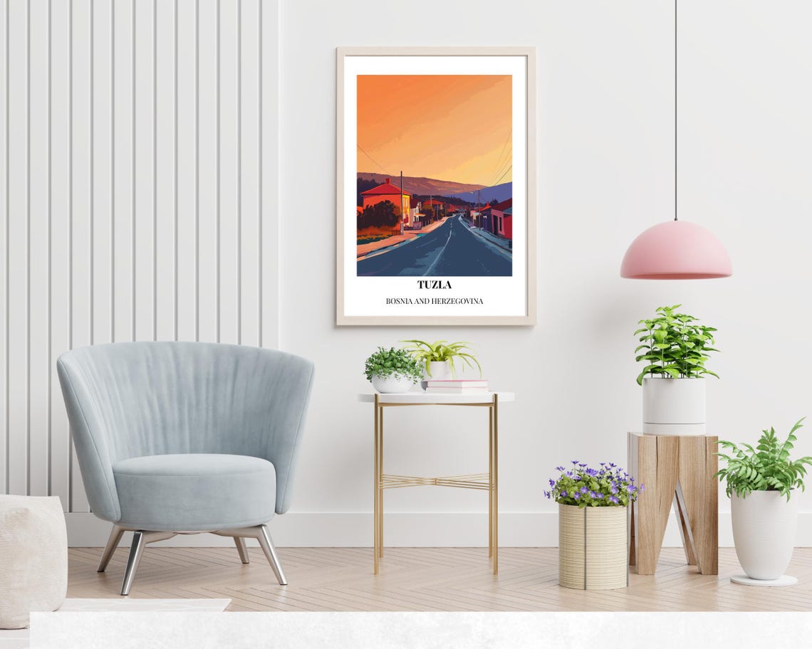 Pannonian Salt Lakes Travel Print Wall Art Tuzla Bosnia And Herzegovina City Print Pannonian Salt Lakes Travel Gift - Image 2