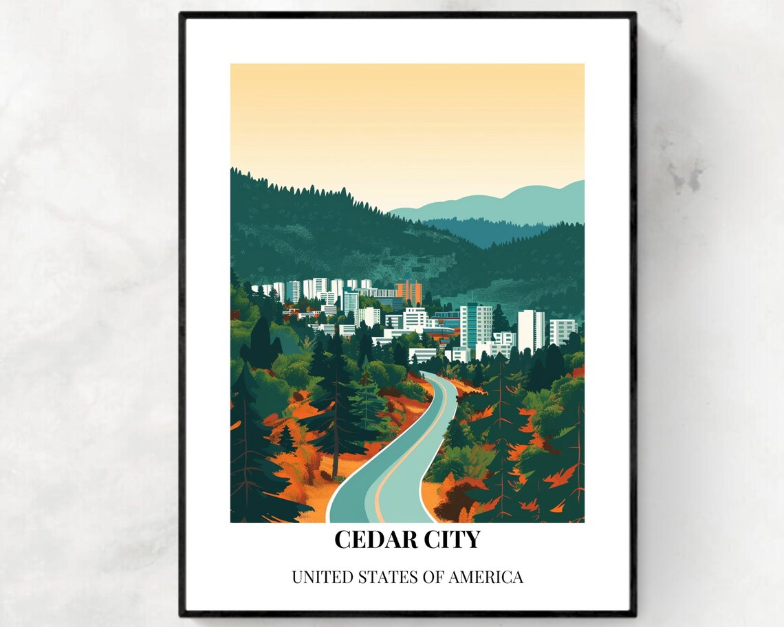 Cedar City Travel Print Wall Art Cedar City Utah City Print Cedar City Travel Gift Cedar City City Poster Wall Art
