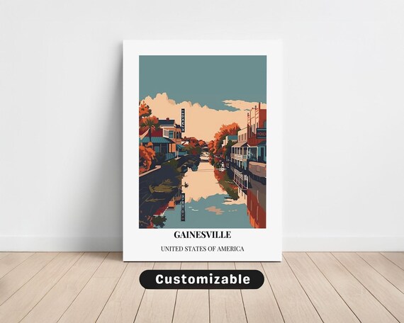 Gainesville Florida Historic Downtown Canal Street Travel Art Poster