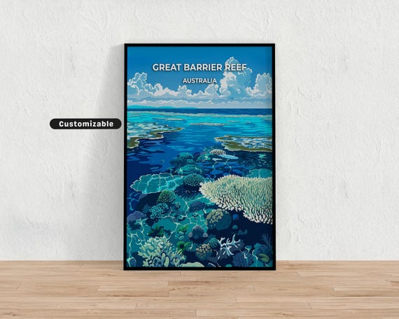 Great Barrier Reef Australia Travel Poster Custom Wall Art