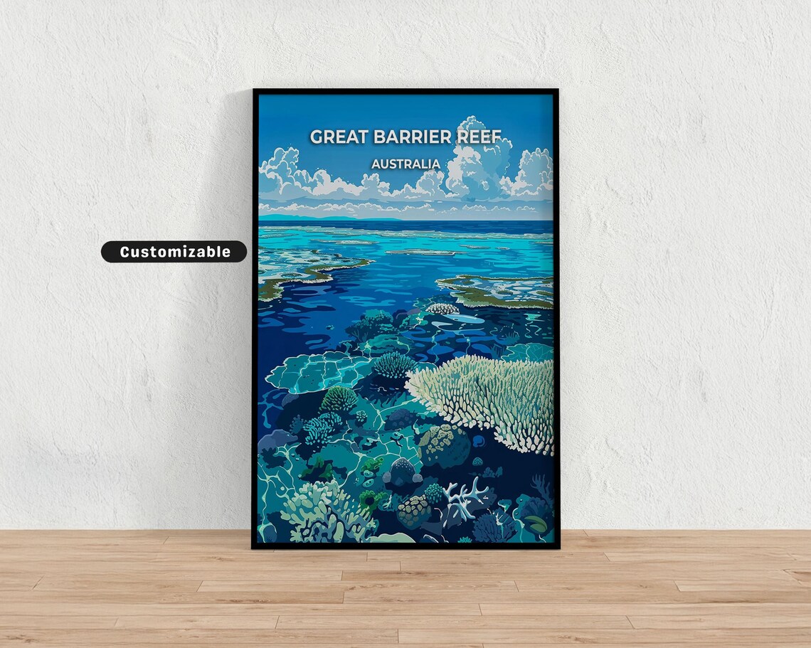 Great Barrier Reef Australia Colorful Coral Underwater Travel Poster