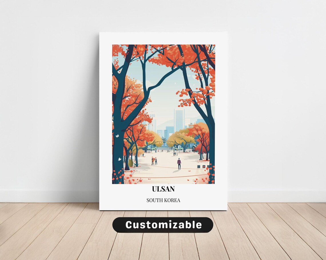 Ulsan South Korea Autumn Maple Trees City Park Travel Poster