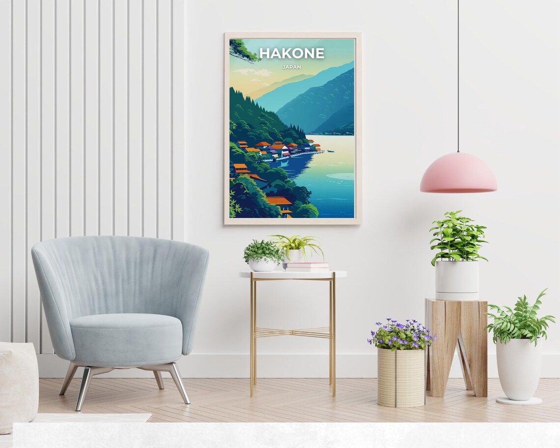 Hakone Japan Lake Ashi Village Mountains Daytime Scenic Poster - Image 2