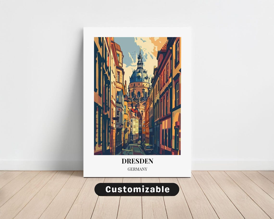 Dresden Germany Frauenkirche Old Town Travel Poster City Art