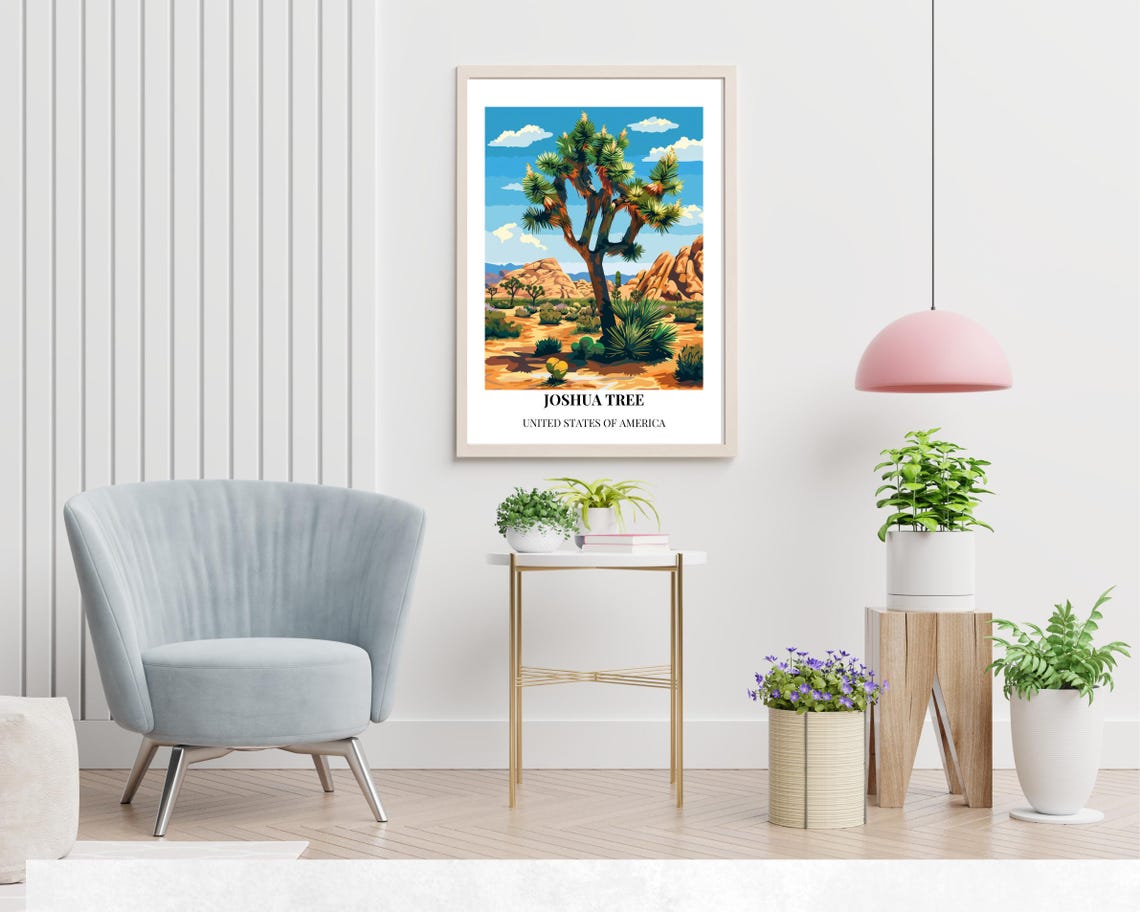 Joshua Tree California Desert Sunset Cactus Style Travel Poster - Image 2