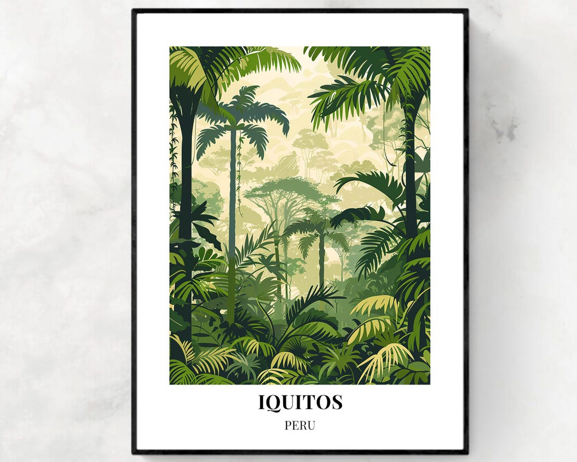 Iquitos Peru Dense Amazon Rainforest Canopy at Dawn Travel Poster