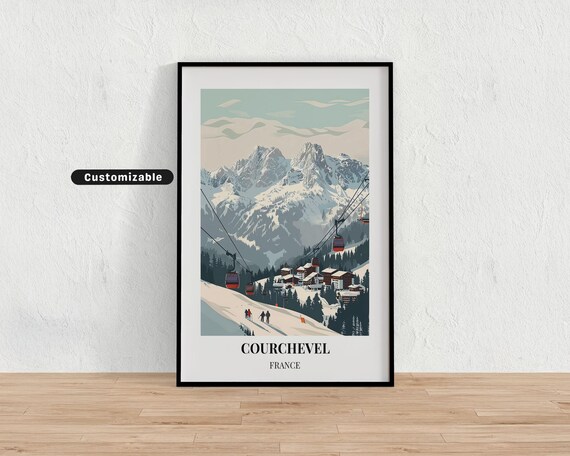 Courchevel France Ski Resort Gondolas Alpine Village Travel Poster