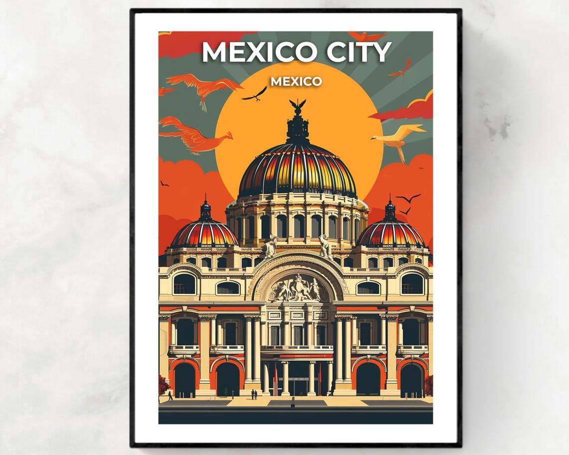 Mexico City Palacio de Bellas Artes Golden Sunset Dome Poster