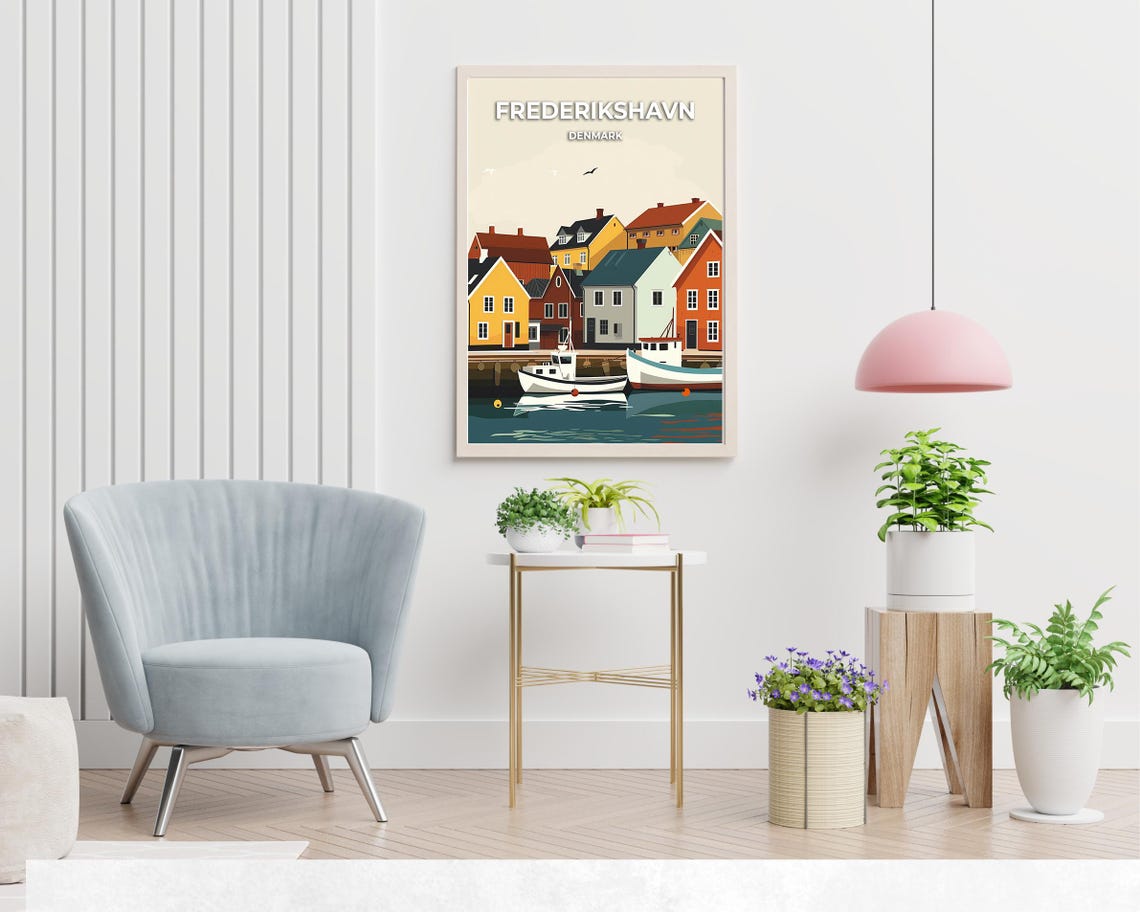Frederikshavn Denmark Harbor Fishing Boats Vintage Travel Poster - Image 2