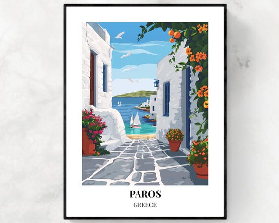 Paros Greece Travel Poster, City Poster