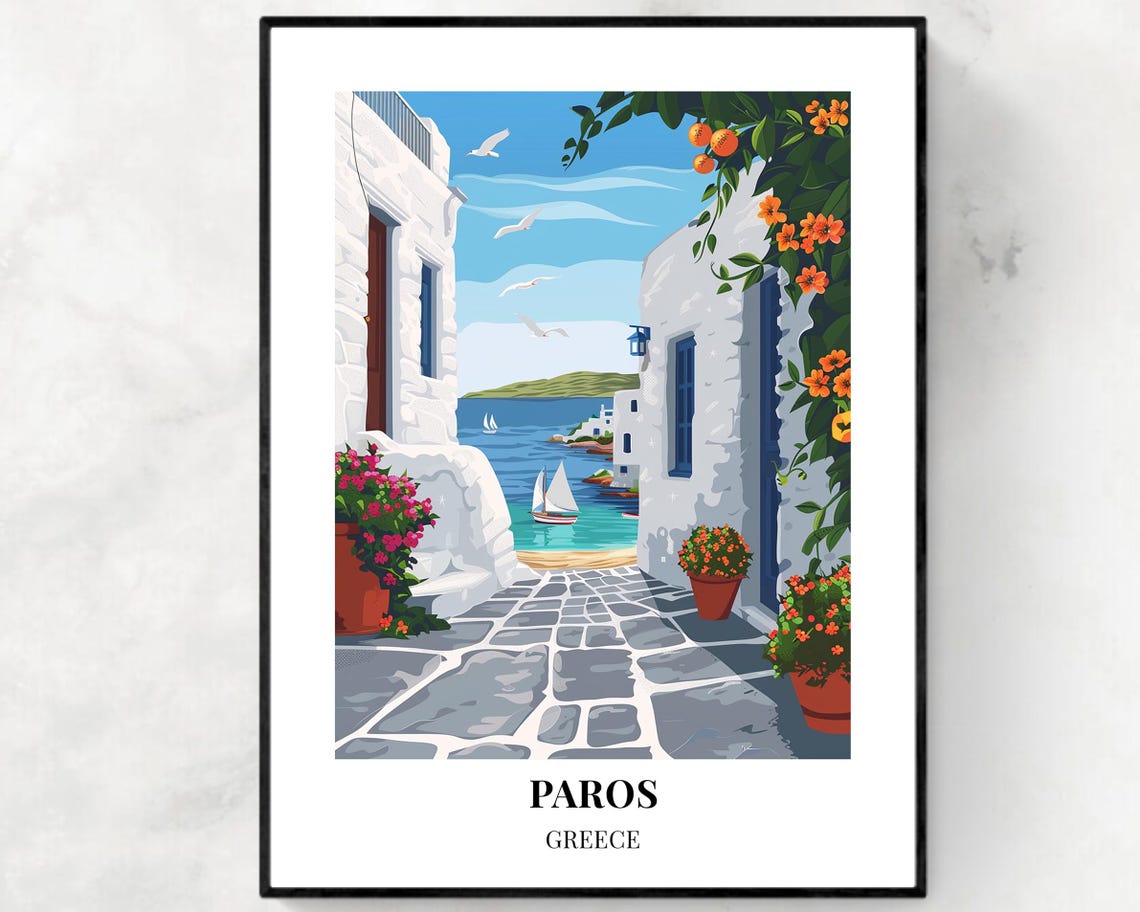Paros Greece Travel Poster, City Poster