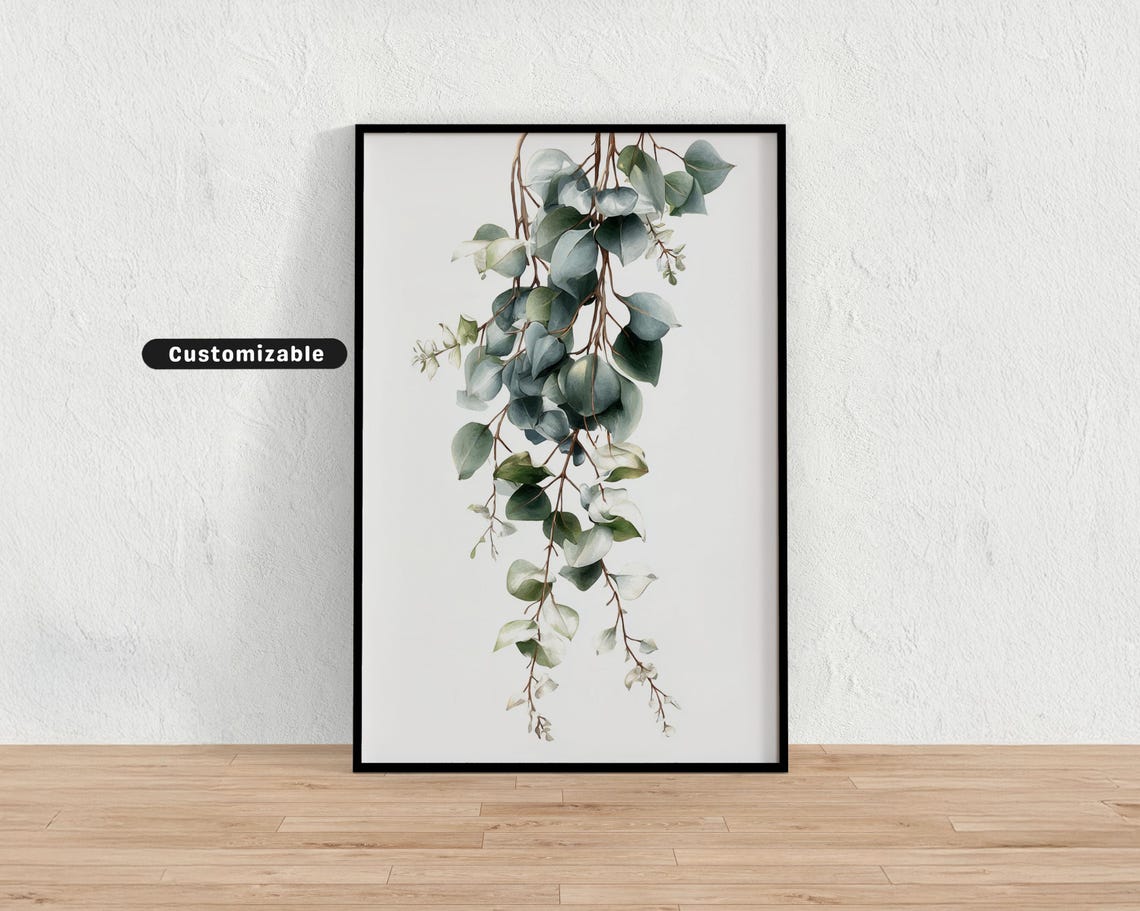Eucalyptus Branch Print With White Space And Realism Minimal Botanical Wall Art Neutral Nature