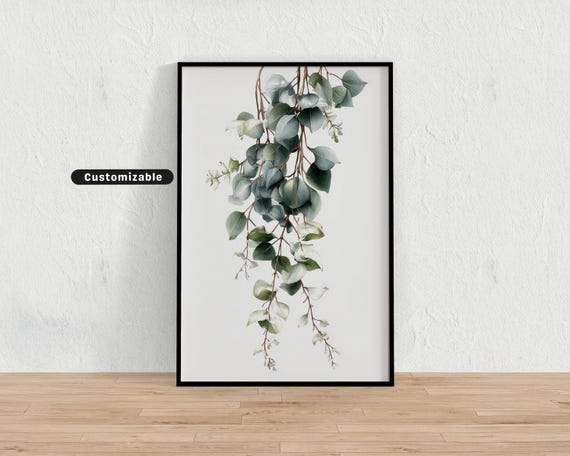 Eucalyptus Branch Print With White Space And Realism Minimal Botanical Wall Art Neutral Nature