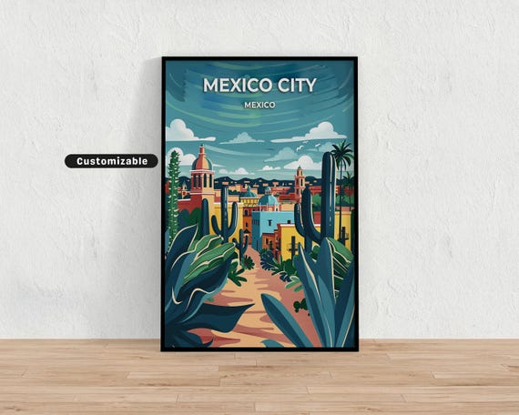 Mexico City Travel Poster Custom Wall Art