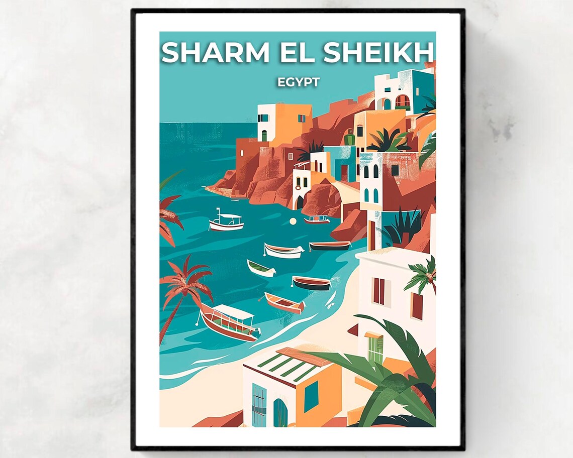 Naama Bay Travel Print Wall Art Sharm El Sheikh Egypt City Print Naama Bay Travel Gift Naama Bay Poster Travel Gift