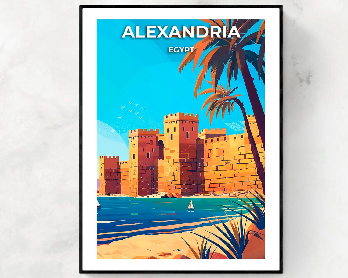 Qaitbay Citadel Travel Print Wall Art Alexandria Egypt City Print Qaitbay Citadel Travel Gift Qaitbay Citadel Poster
