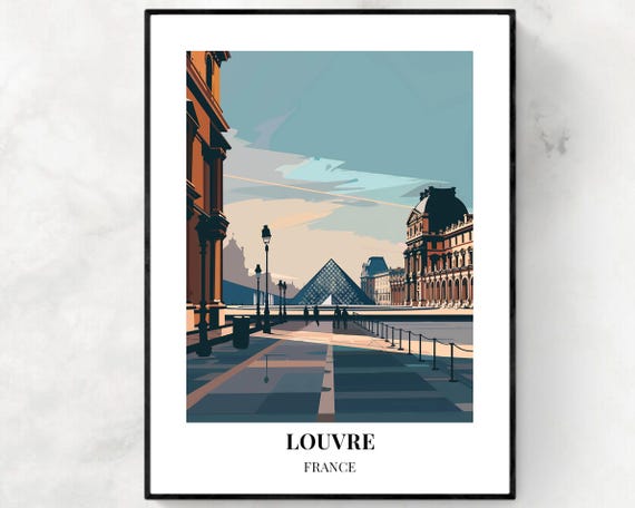 Louvre Travel Print Louvre France Travel Gift City Poster Wedding Gift Birthday Present