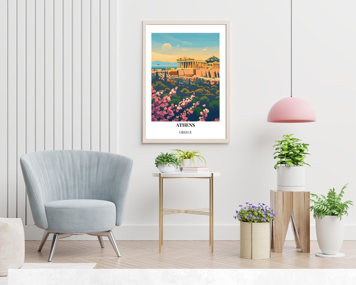 Athens Greece Acropolis Sunset Ancient Ruins Vintage Travel Poster - Image 2