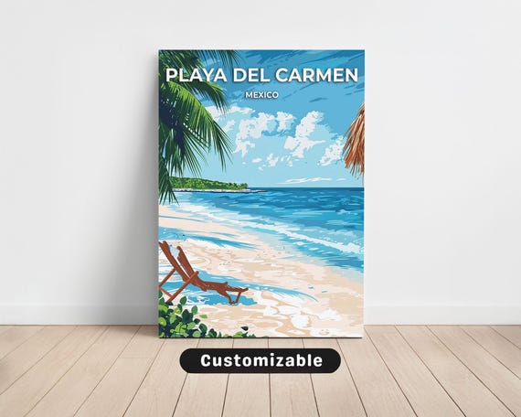 Playa Del Carmen Mexico Travel Canvas Poster Custom Wall Art