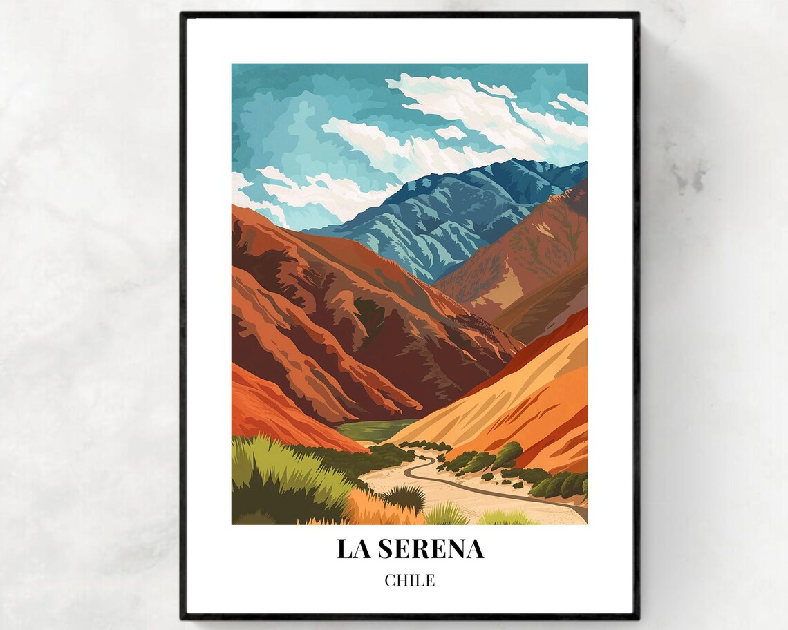 La Serena Chile Elqui Valley Mountain Road Daytime Scene Poster