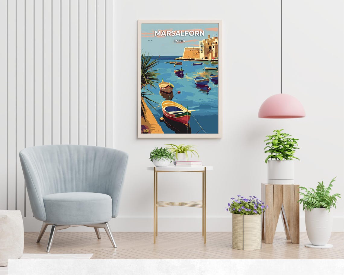Marsalforn Bay Travel Print Wall Art Marsalforn Malta City Print Marsalforn Bay Travel Gift Marsalforn Bay Poster - Image 2
