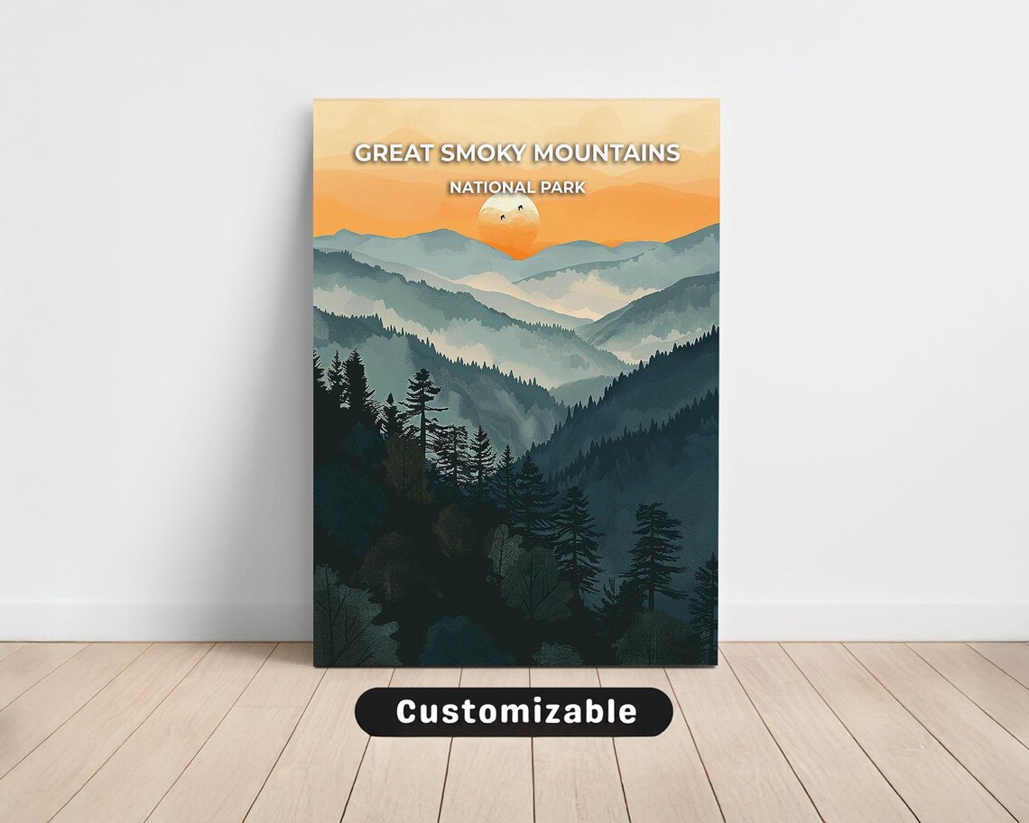 Great Smoky Mountains National Park Sunset Ridges Travel Art Poster