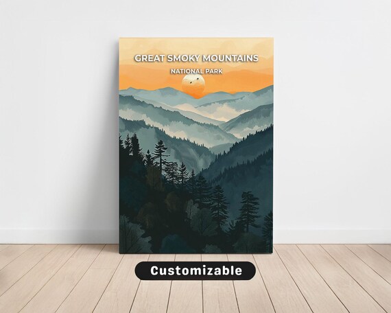Great Smoky Mountains National Park Sunset Ridges Travel Art Poster