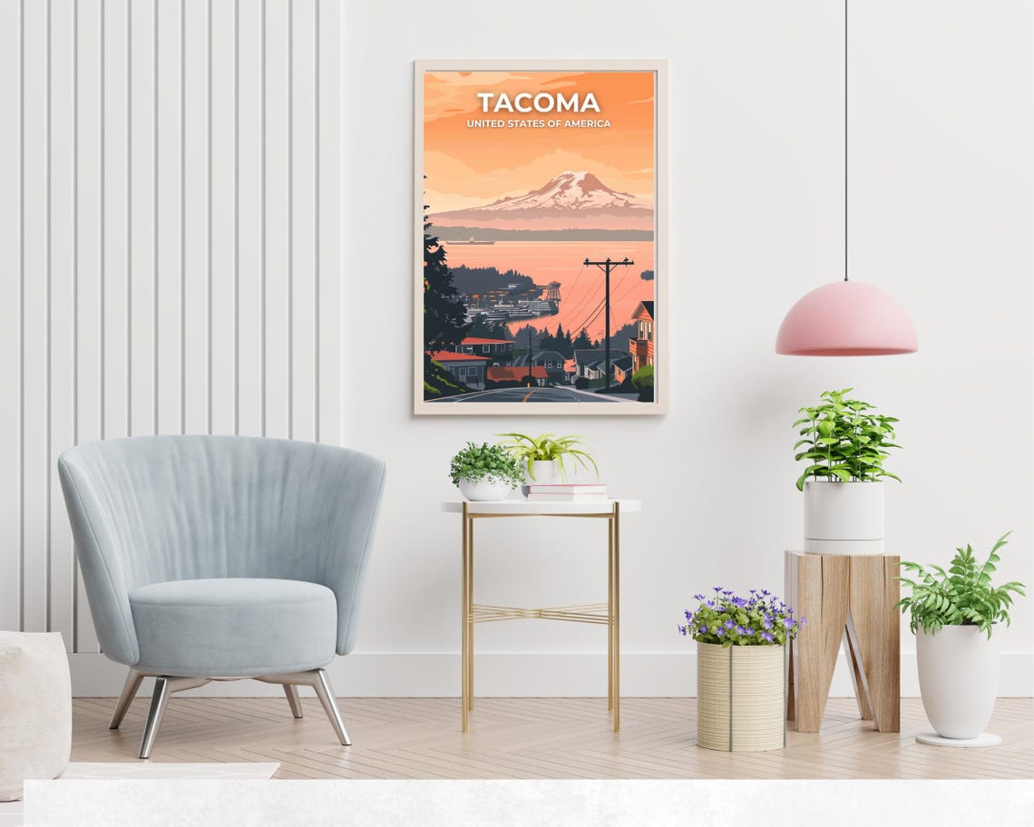 Tacoma Travel Print Wall Art Tacoma Washington City Print Tacoma Travel Gift Tacoma City Poster Travel Gift - Image 2