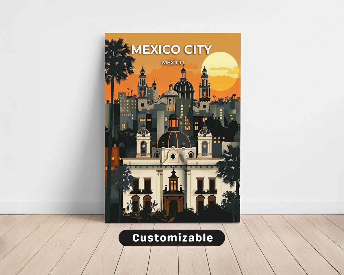 Mexico City Travel Canvas Poster Custom Wall Art