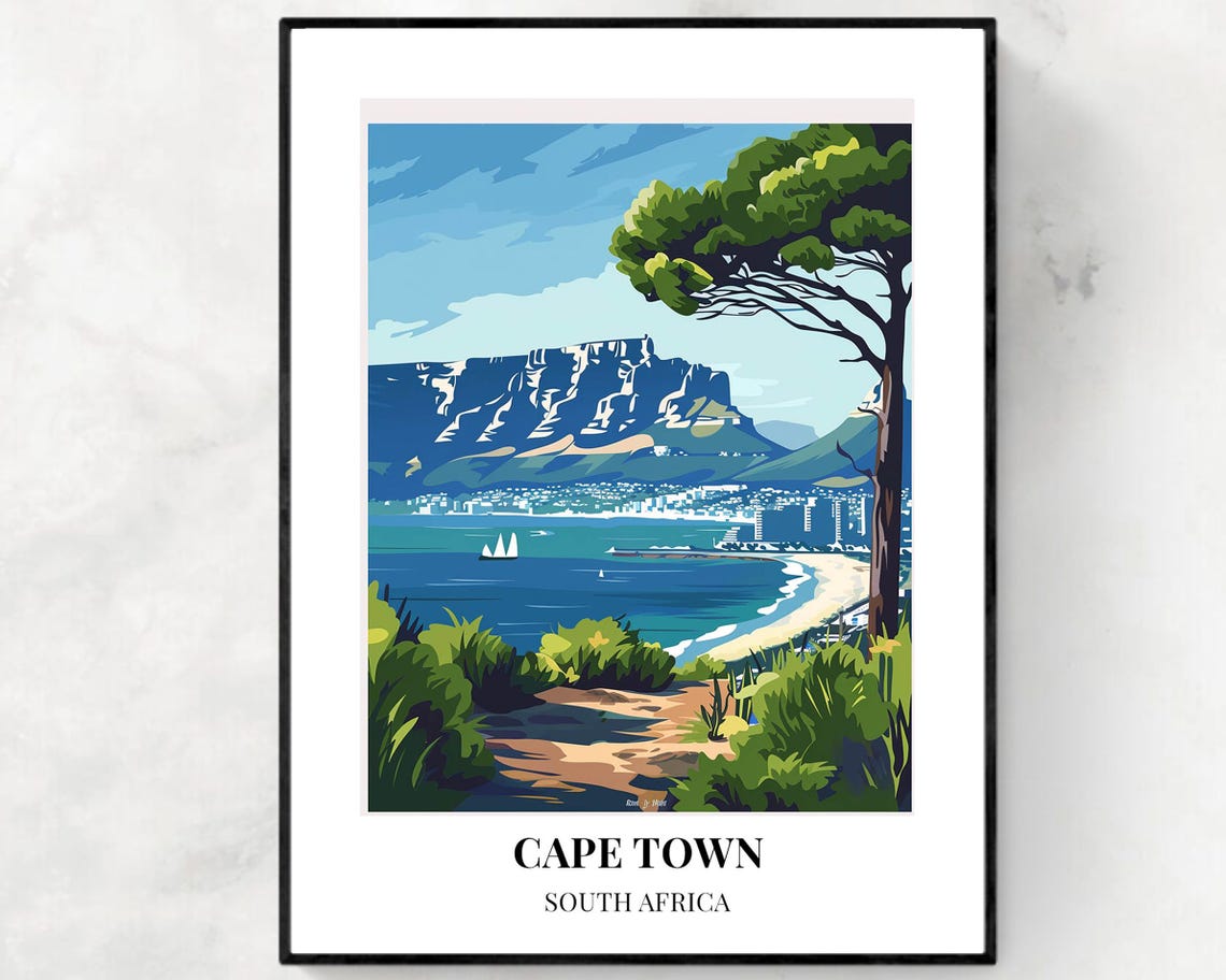 Cape Town South Africa Table Mountain Bay Daylight View Art Poster