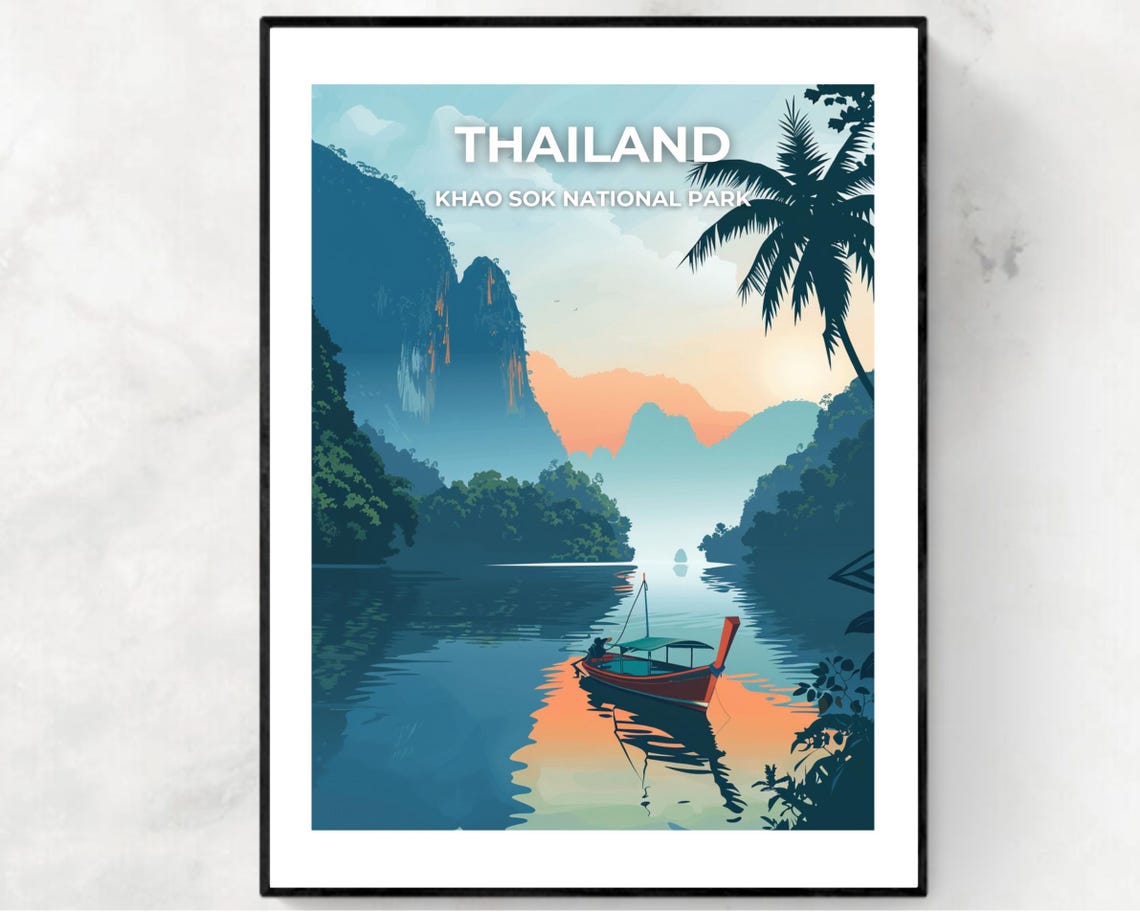 Thailand Khao Sok National Park Travel Print Wall Art Thailand Khao Sok National Park City Print Thailand Thailand