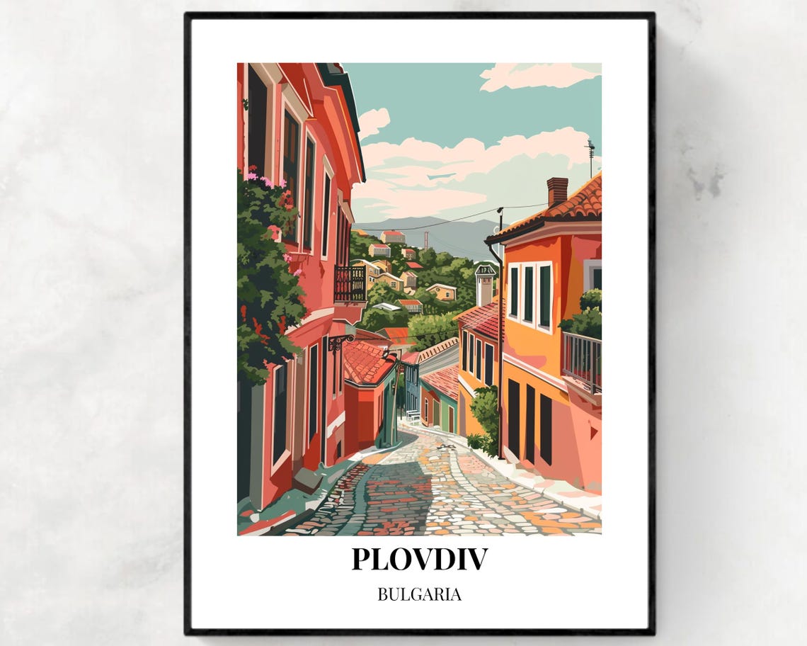 Plovdiv Bulgaria Cobblestone Lane Winding Through the Old Town Poster