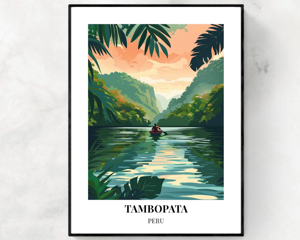Tambopata Peru Rainforest River Still Kayak Paddler Scenic Poster