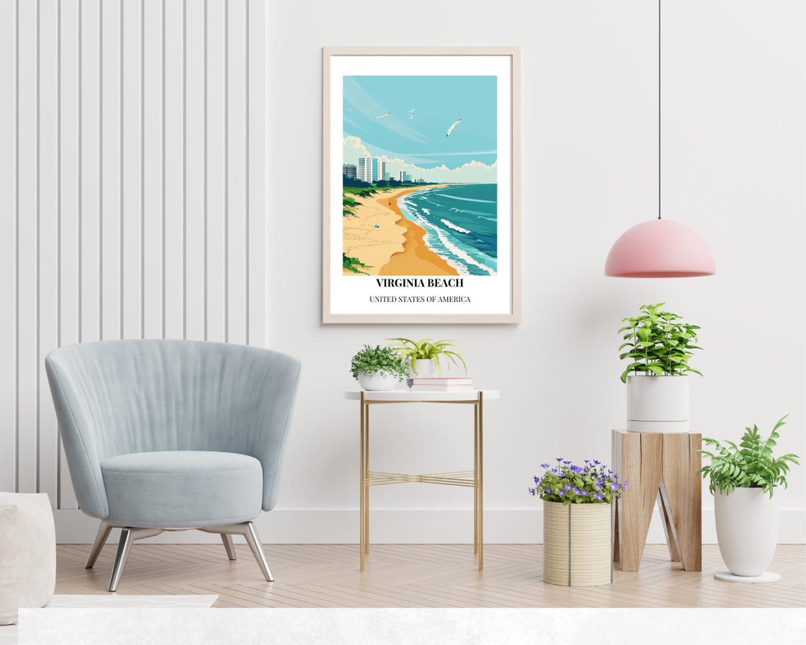 Virginia Beach Oceanfront Boardwalk Shoreline Poster Bottom Text - Image 2