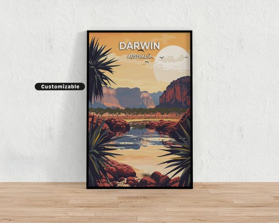 Darwin Australia Travel Poster Custom Wall Art