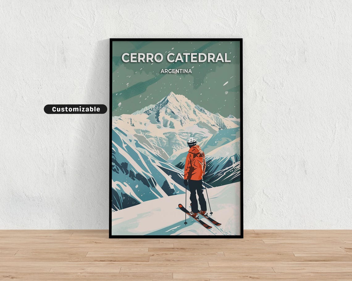 Cerro Catedral Argentina Travel Poster Custom Wall Art