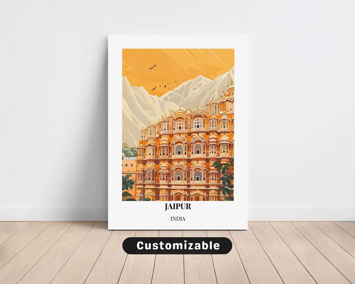 Jaipur India Hawa Mahal Palace Golden Sunset Travel Art Poster